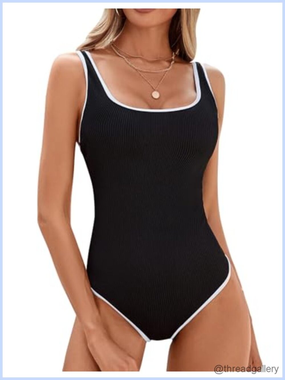 Women's Athletic One Piece Swimsuit Ribbed High Cut Tummy Control